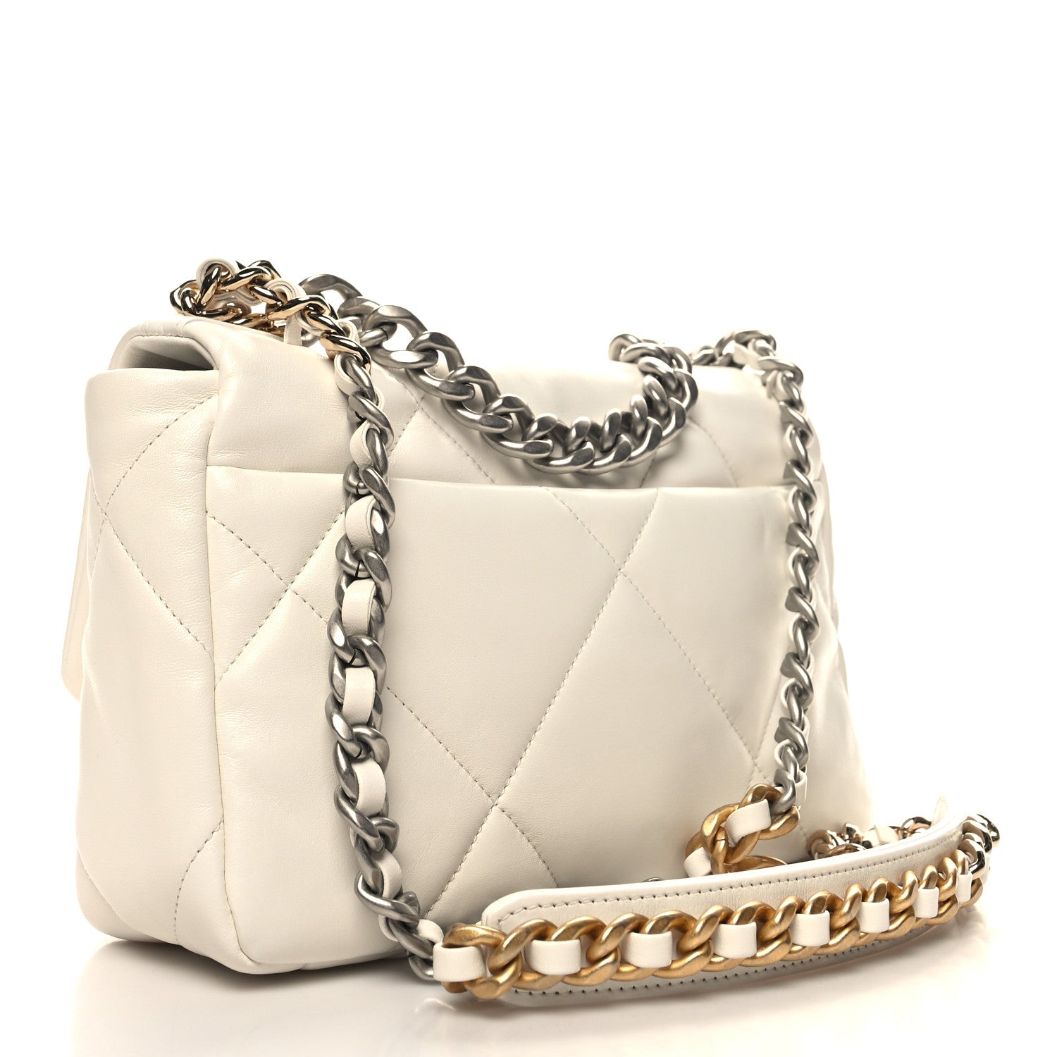 Chanel Lambskin Quilted Medium Chanel 19 Flap White 3 of 10