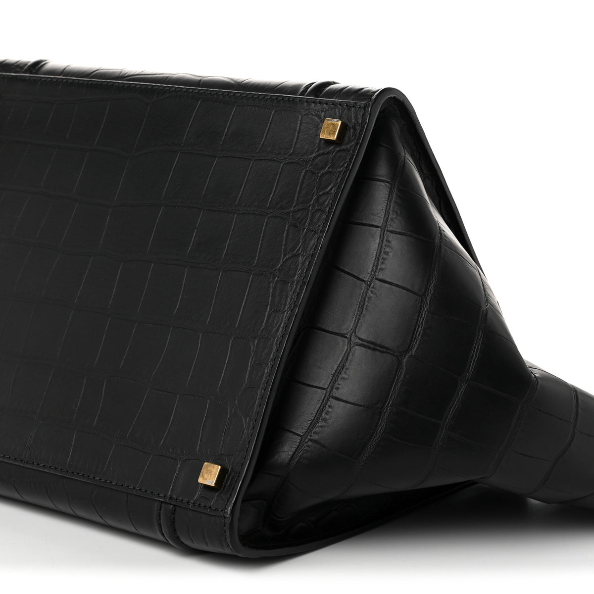 Crocodile Embossed Calfskin Medium Phantom Luggage Black