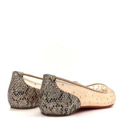 Christian Louboutin Crystal Strass Follies Flats 38 Light Silk 5 of 9