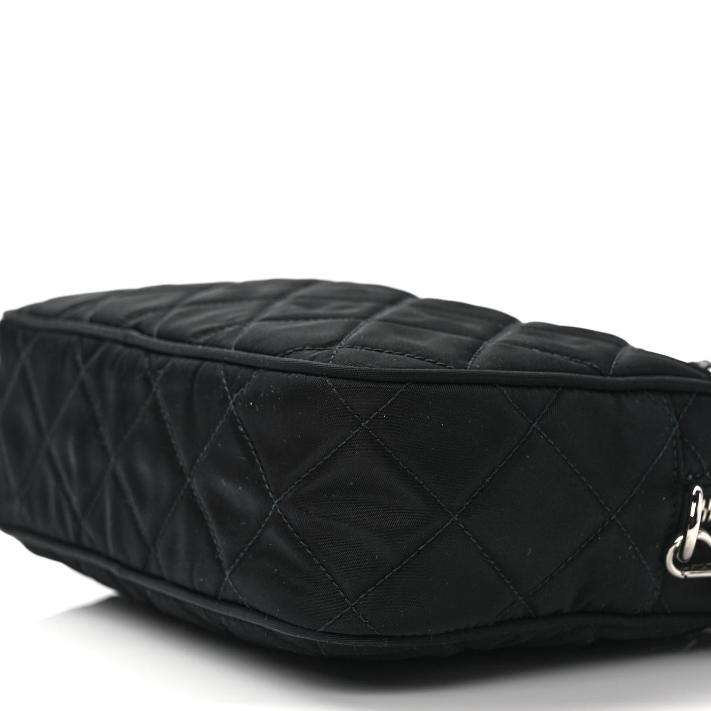 Nylon Tessuto Impuntu Quilted Bandoliera Crossbody Bag Black