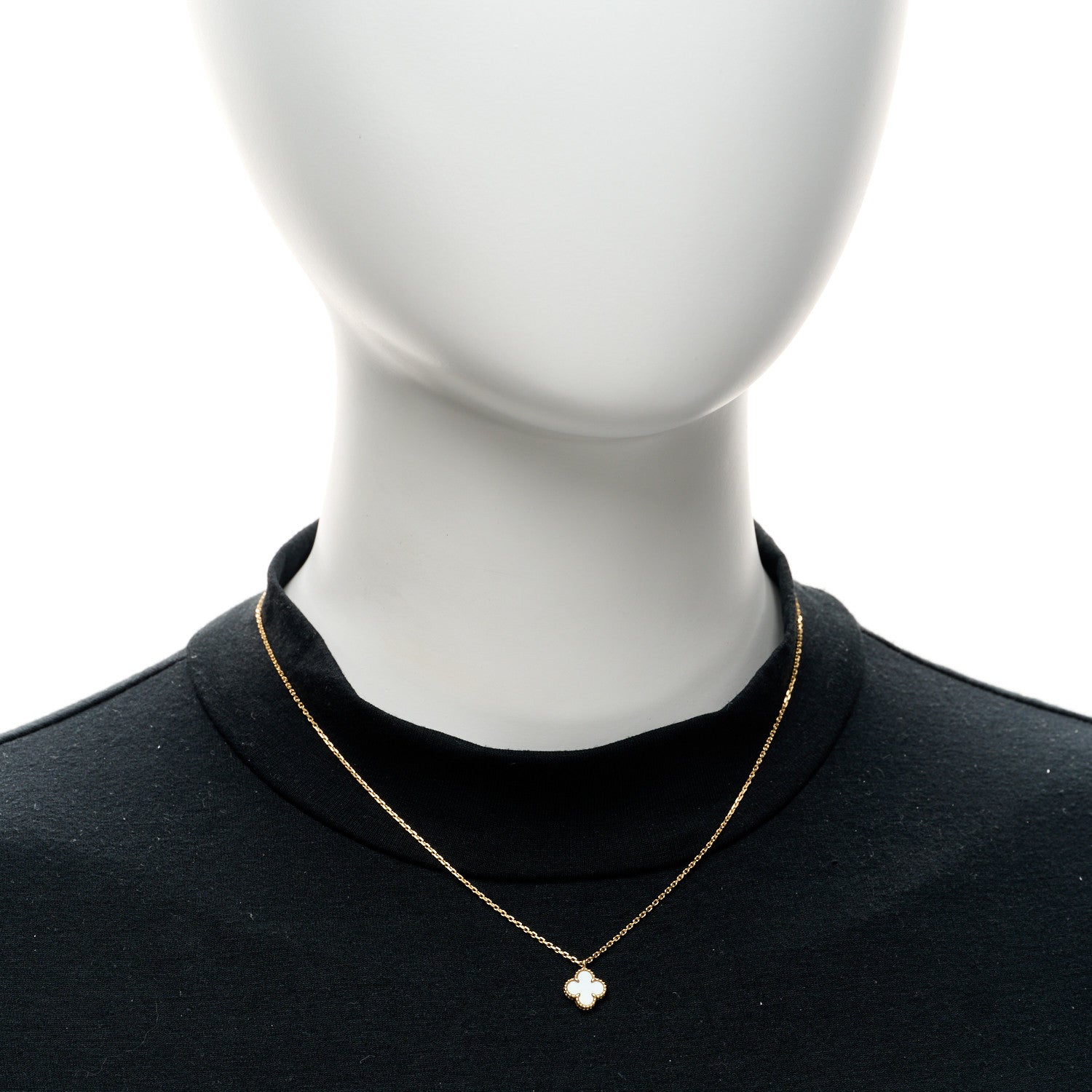 Van Cleef & Arpels 18K Yellow Gold Mother of Pearl Sweet Alhambra Pendant Necklace 2 of 5