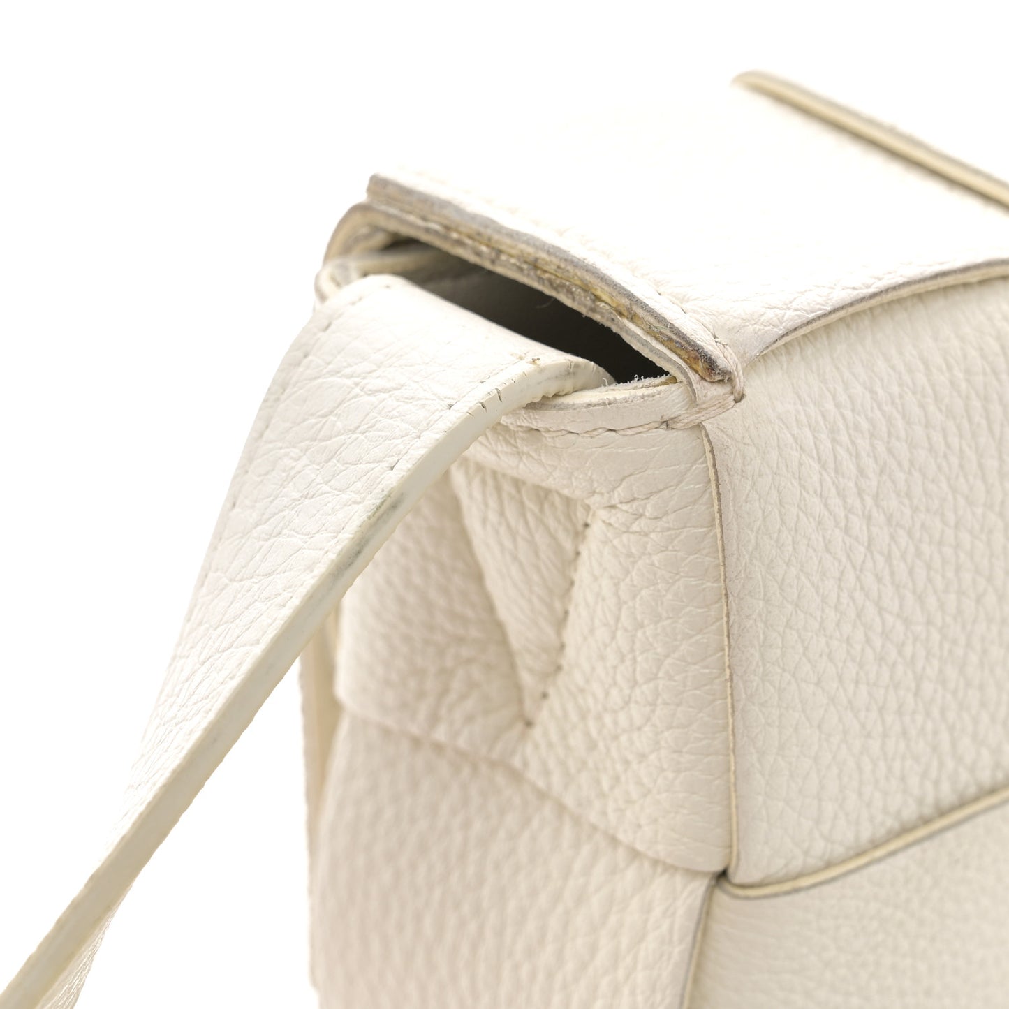 Grained Calfskin Maxi Intrecciato Cassette Crossbody Bag White