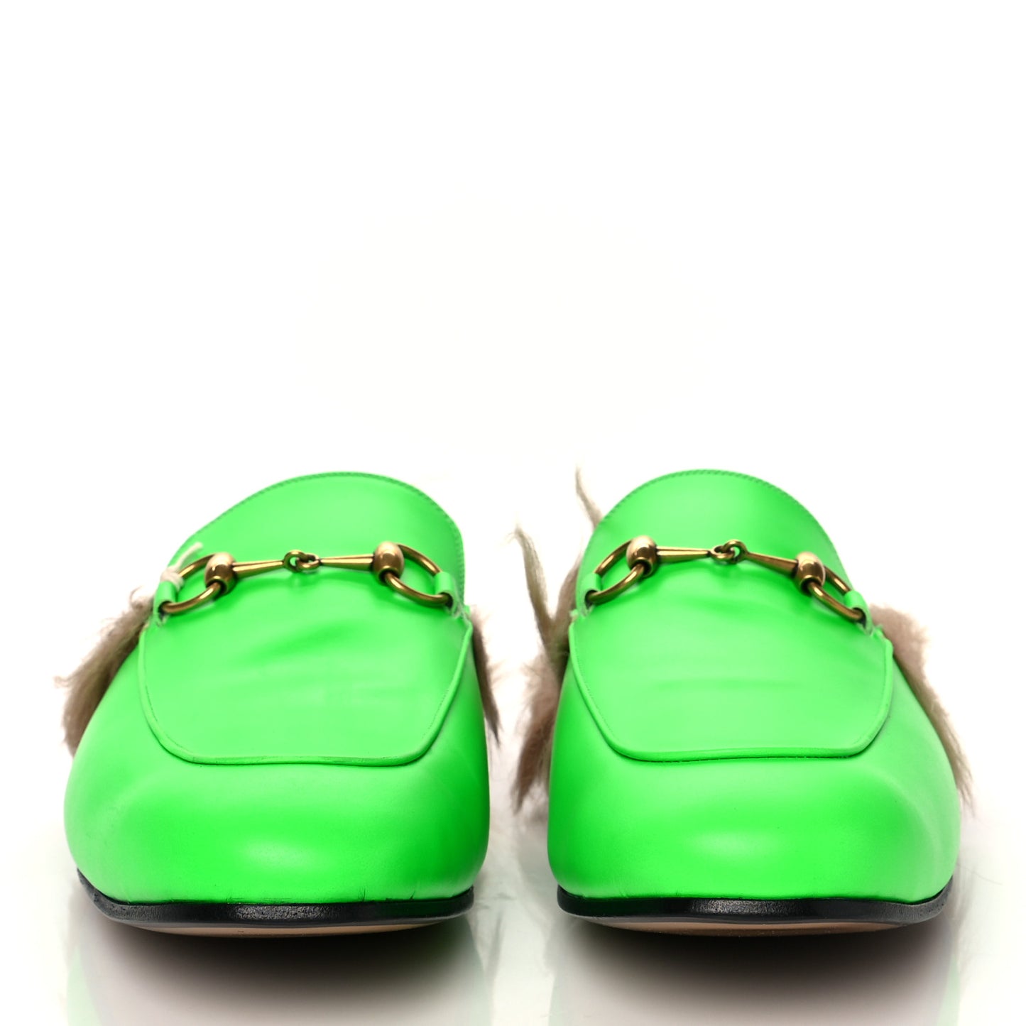 Calfskin Fur Mens Princetown Slippers 11 Fluorescent Green