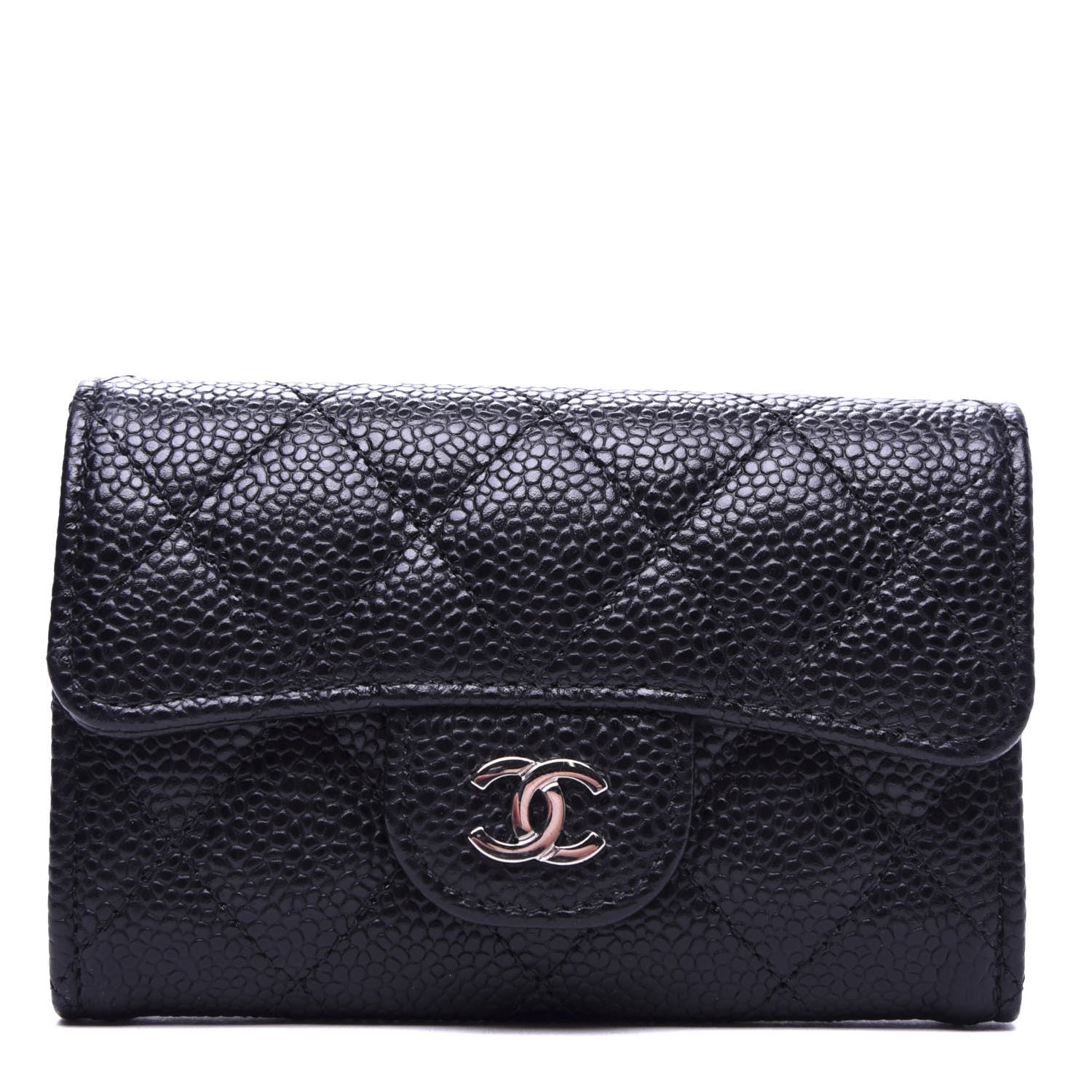 Chanel Caviar Quilted Flap Card Holder Wallet Black 1 of 8
