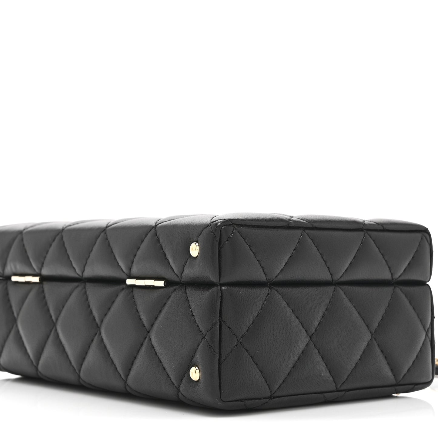 Lambskin Quilted Small CC Top Handle Box Bag Black