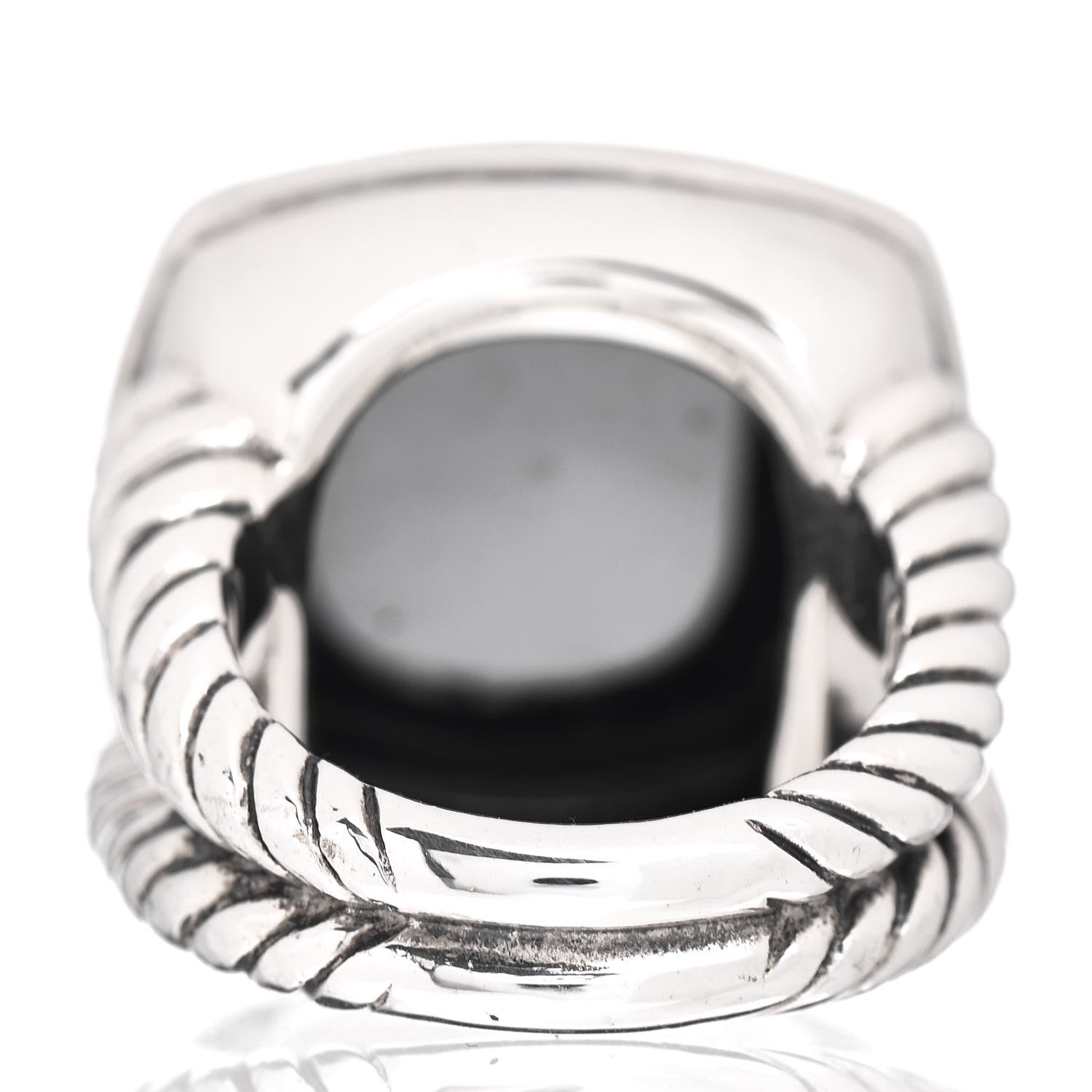 David Yurman Sterling Silver Diamond Hematine 17mm Albion Ring 52 6 4 of 5