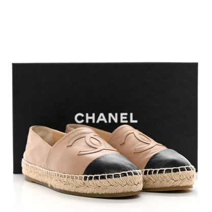Chanel Lambskin CC Espadrilles 38 Beige Black 14 of 14