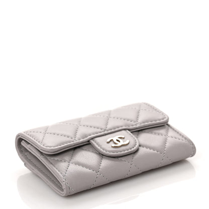 Chanel Lambskin Quilted Flap Card Holder Wallet Grey 4 of 11