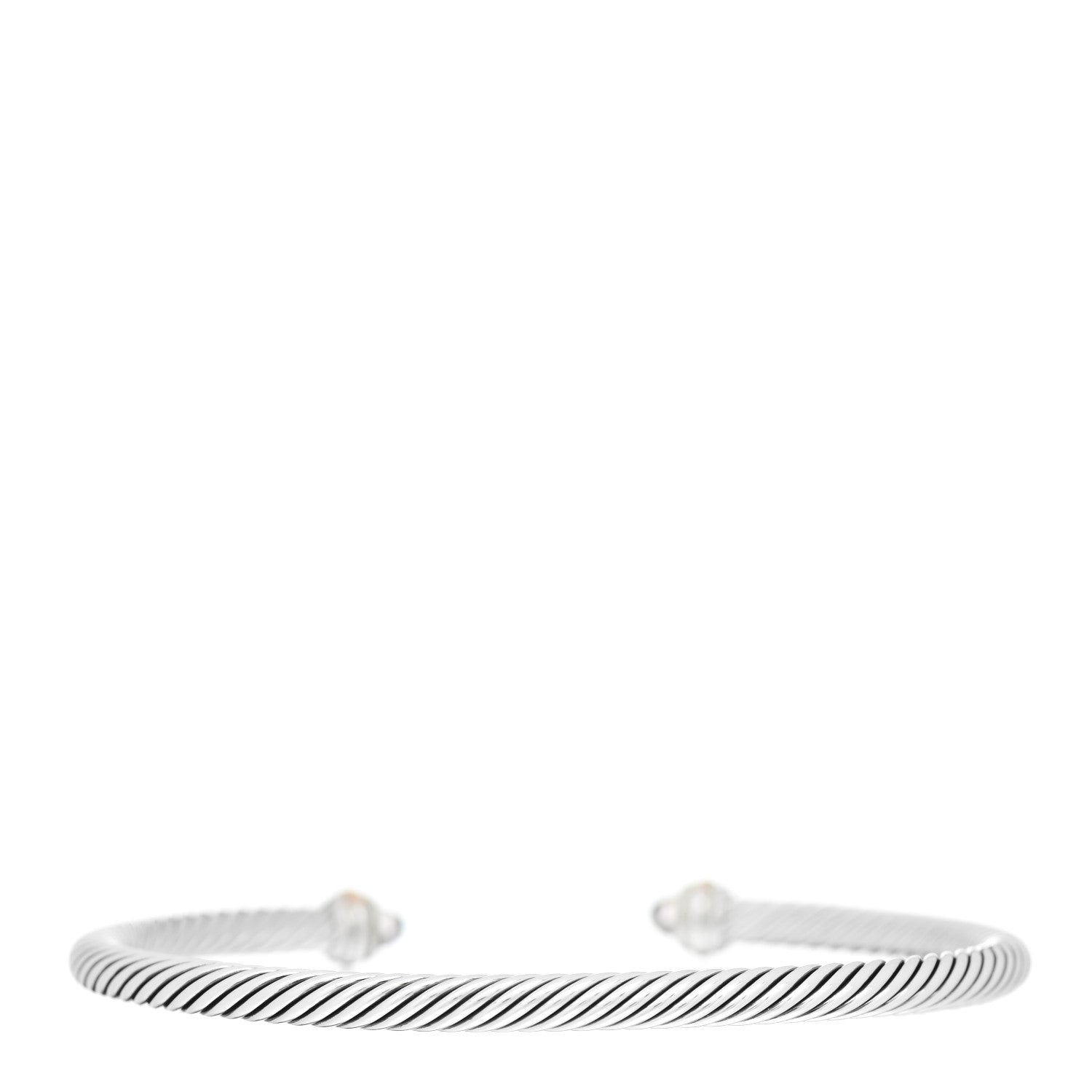 David Yurman Sterling Silver 18K Rose Gold Morganite 4mm Cable Classics Bracelet 2 of 3