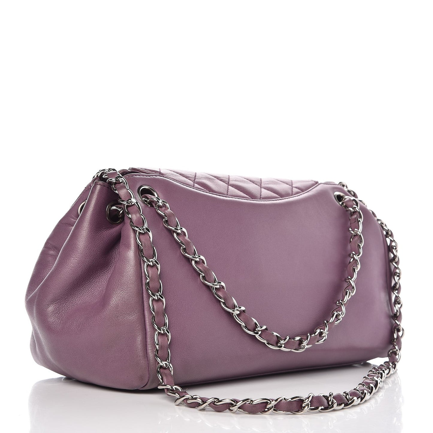 Lambskin Quilted Small Accordion Flap Light Purple