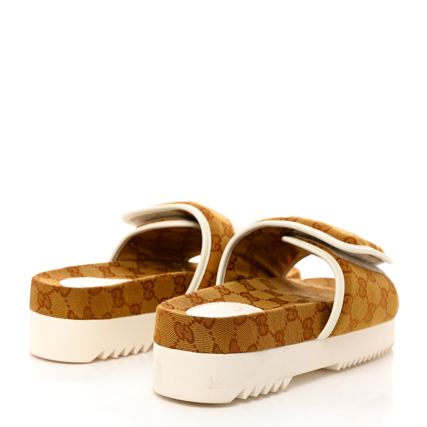 Gucci X ADIDAS Vintage GG Monogram Platform Sandals 38 Mid Natural Nut Off White 4 of 8