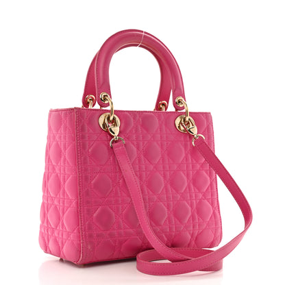 Christian Dior Lambskin Cannage Medium Lady Dior Pink 3 of 14