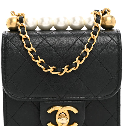 Chanel Goatskin Chic Pearls Clutch On Chain Black 8 of 11