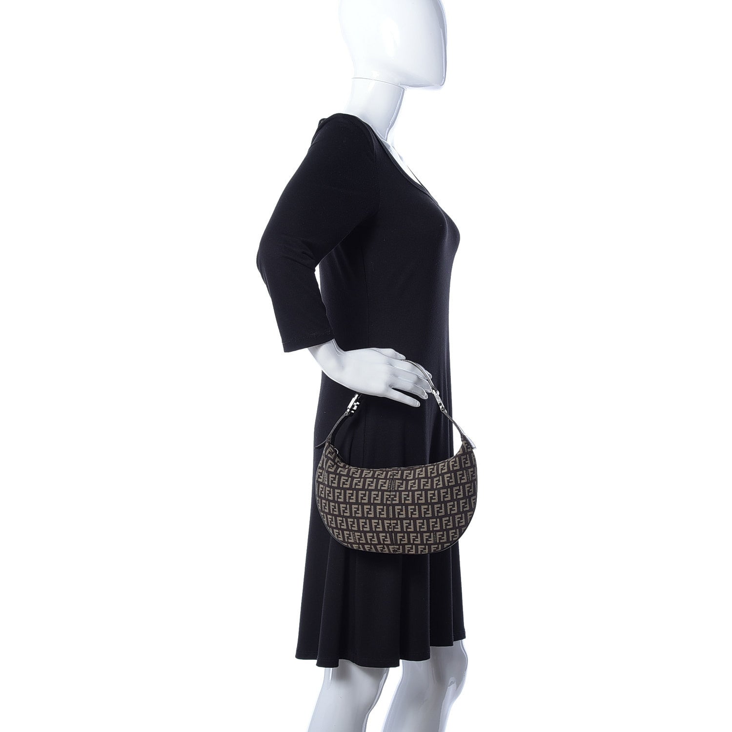 Fendi Zucchino Vitello Hobo Testa di Moro Beige 2 of 8