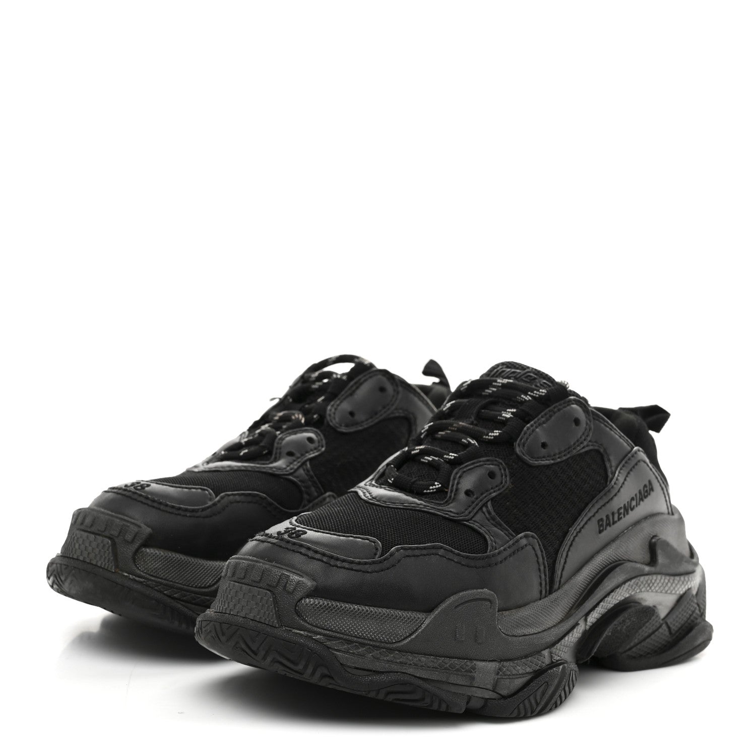 Balenciaga Fabric Mesh Womens Triple S Sneakers 38 Black 4 of 9