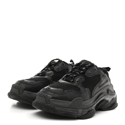 Balenciaga Fabric Mesh Womens Triple S Sneakers 38 Black 4 of 9