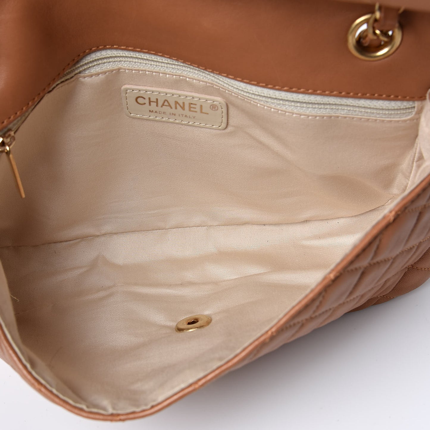 Lambskin Quilted Medium Cruise Charm Single Flap Beige