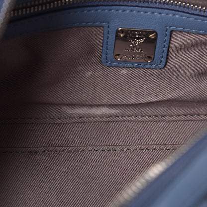 MCM Calfskin Ottomar Monogram Small Boston Bag Blue 9 of 17