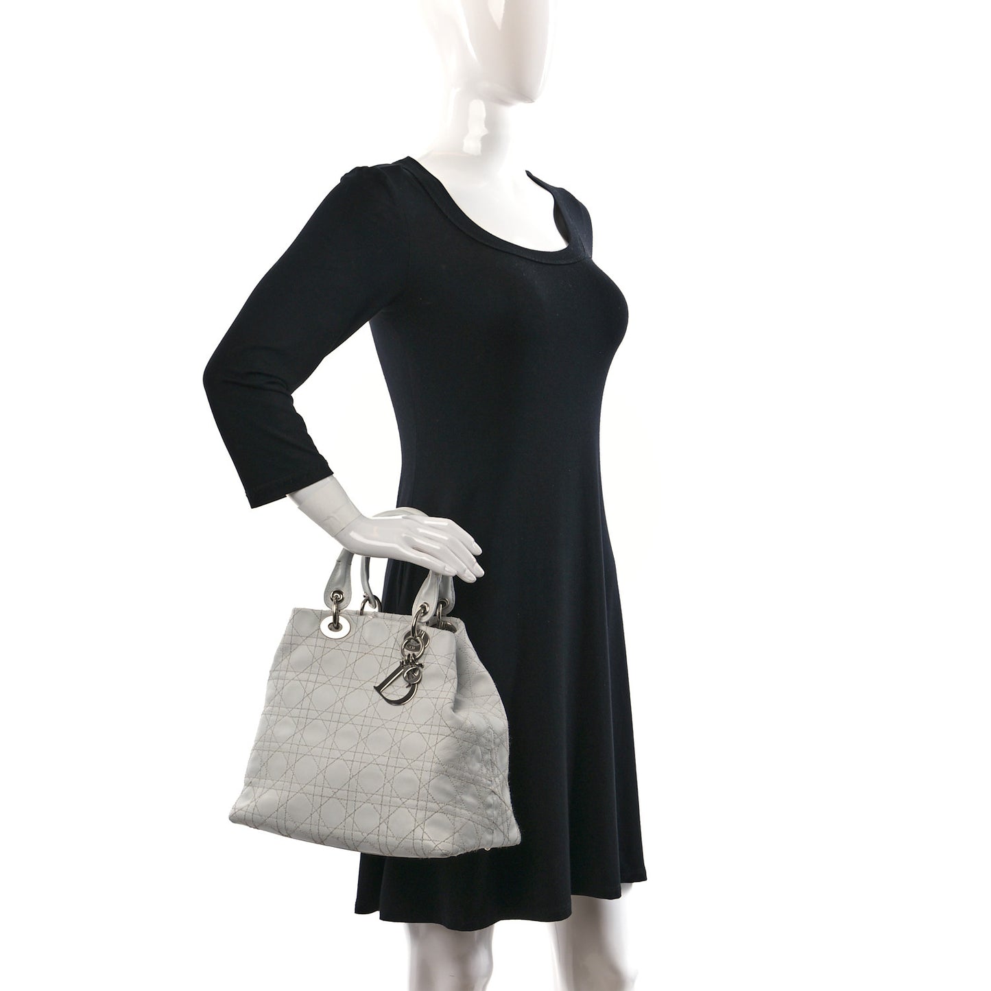 Lambskin Cannage Medium Soft Lady Dior White