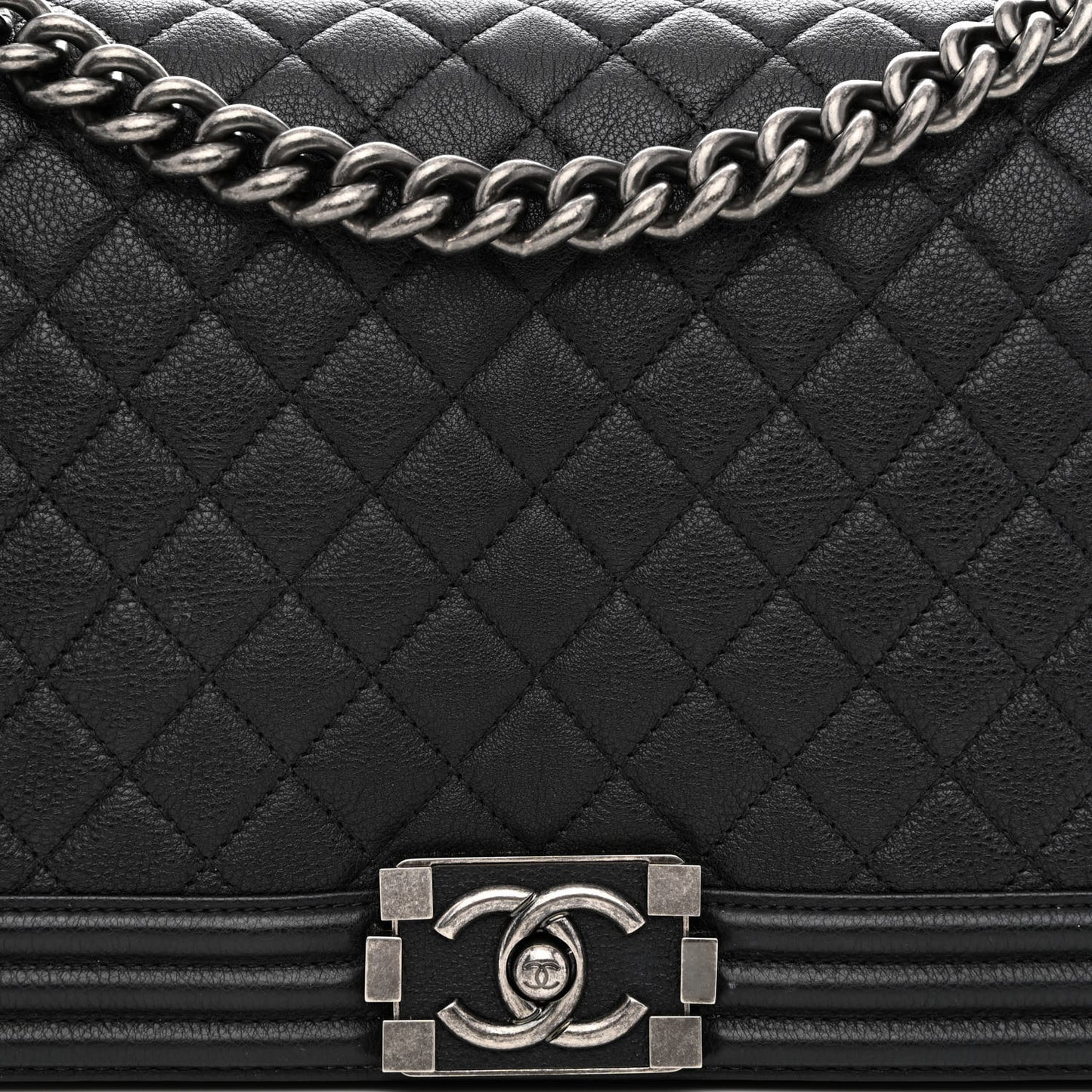 Calfskin Quilted New Medium Boy Flap Black