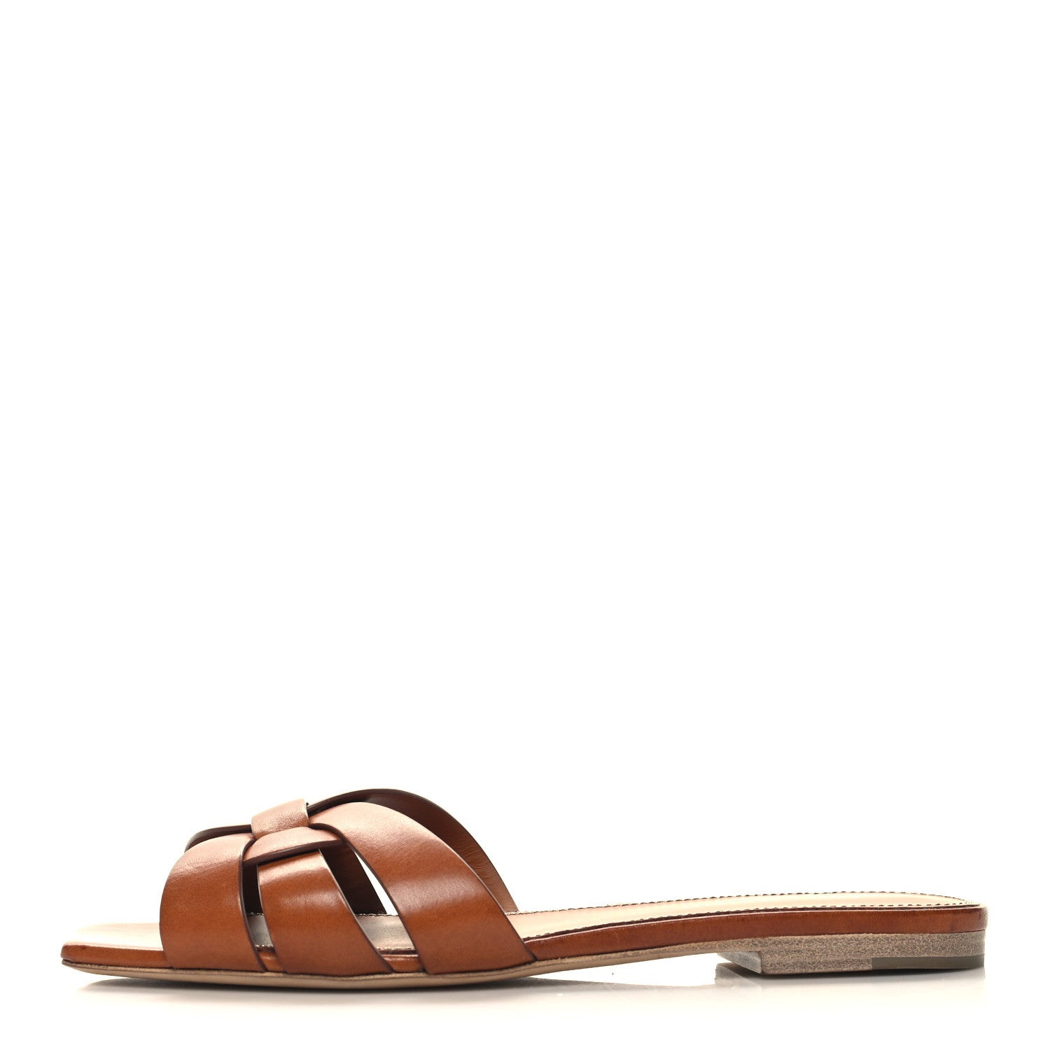 Saint Laurent Calfskin Tribute 05 Slide Sandals 37 Amber 1 of 9