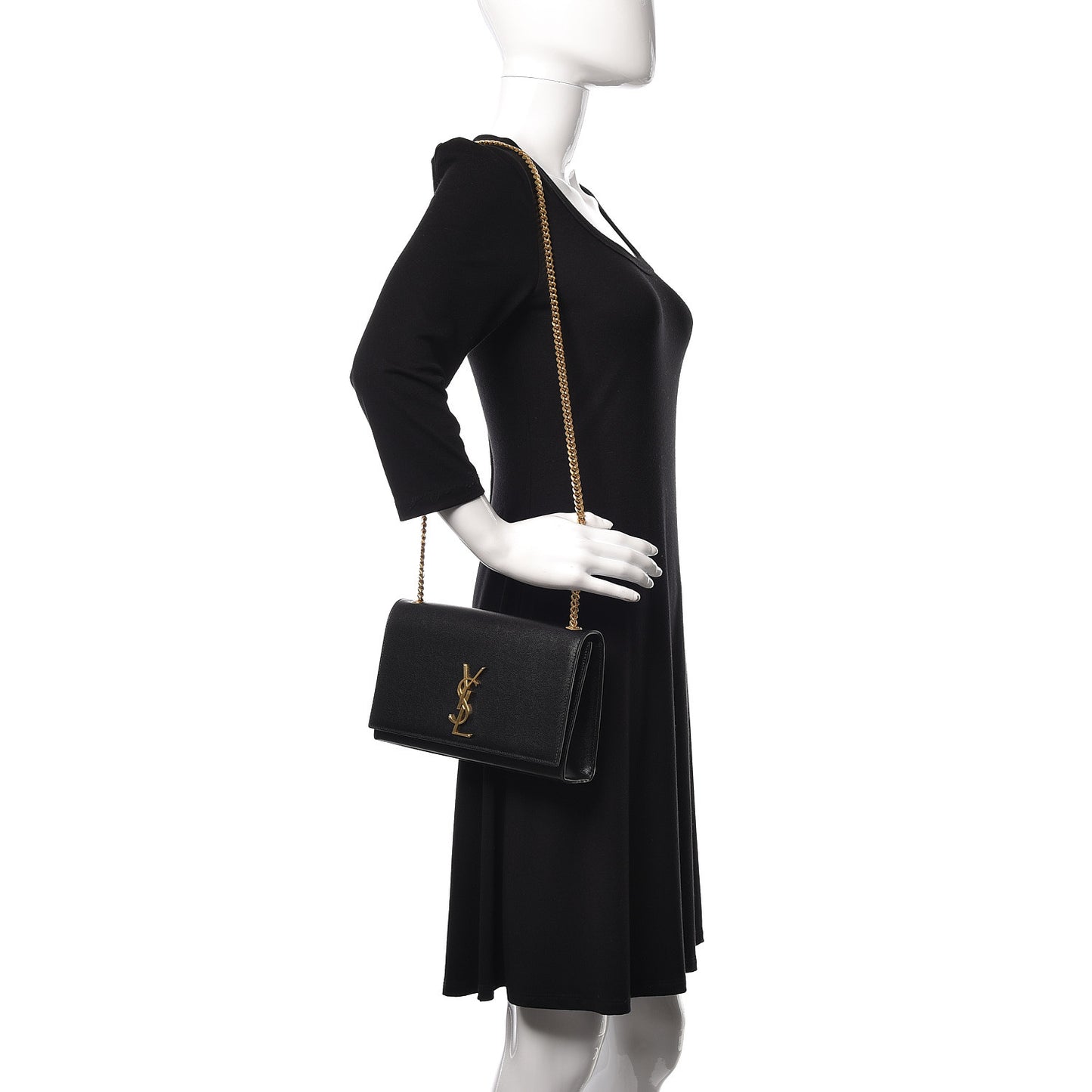 Grain De Poudre Medium Classic Monogram Kate Satchel Black