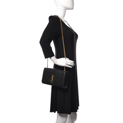 Saint Laurent Grain De Poudre Medium Classic Monogram Kate Satchel Black 2 of 9