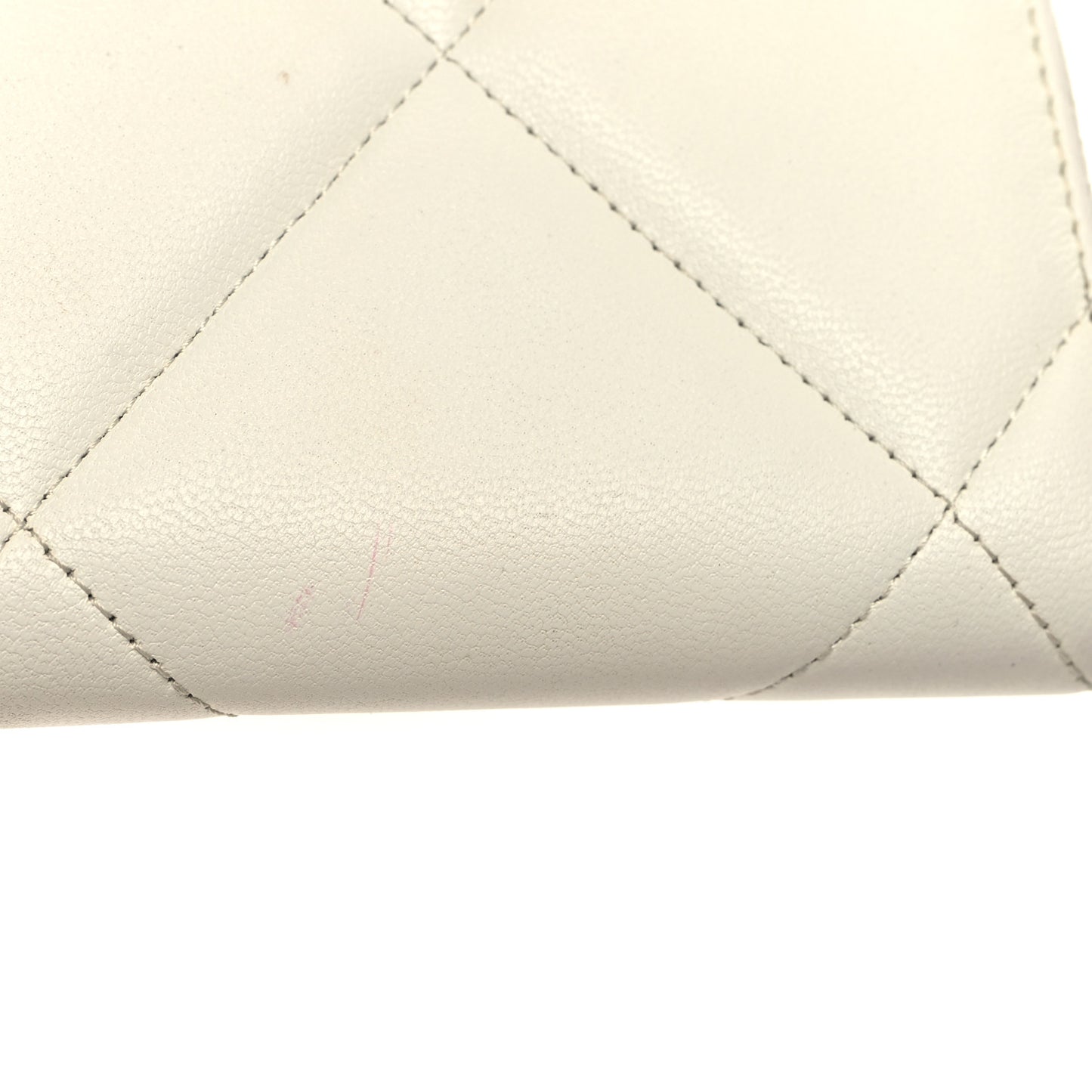 Shiny Goatskin Quilted 19 Long Zipped Around Wallet White