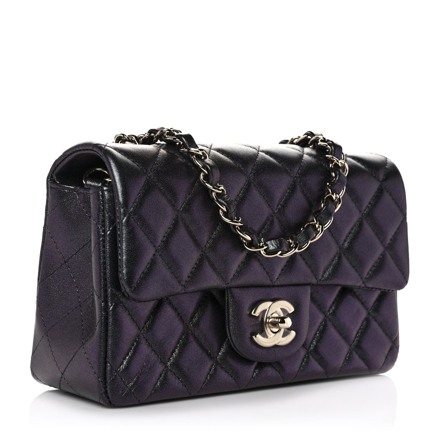 Chanel Iridescent Lambskin Quilted Mini Rectangular Flap Black 5 of 14