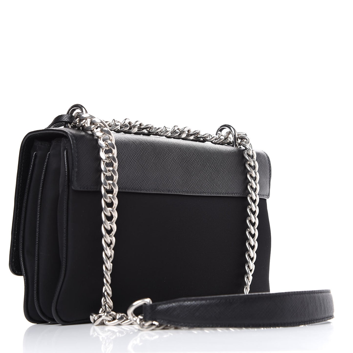Saffiano Pattina Chain Shoulder Bag Black