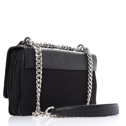 Prada Saffiano Pattina Chain Shoulder Bag Black 2 of 10