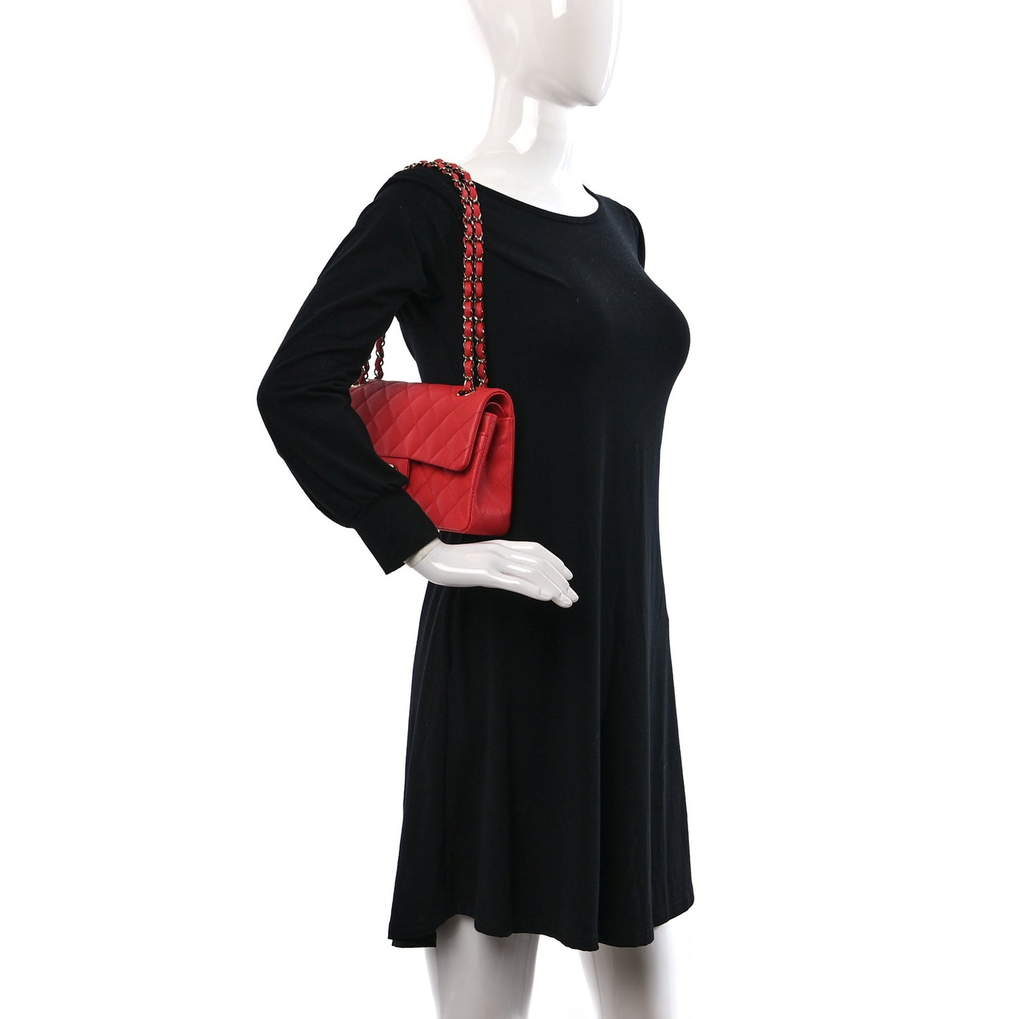 Caviar Quilted Small Double Flap Red