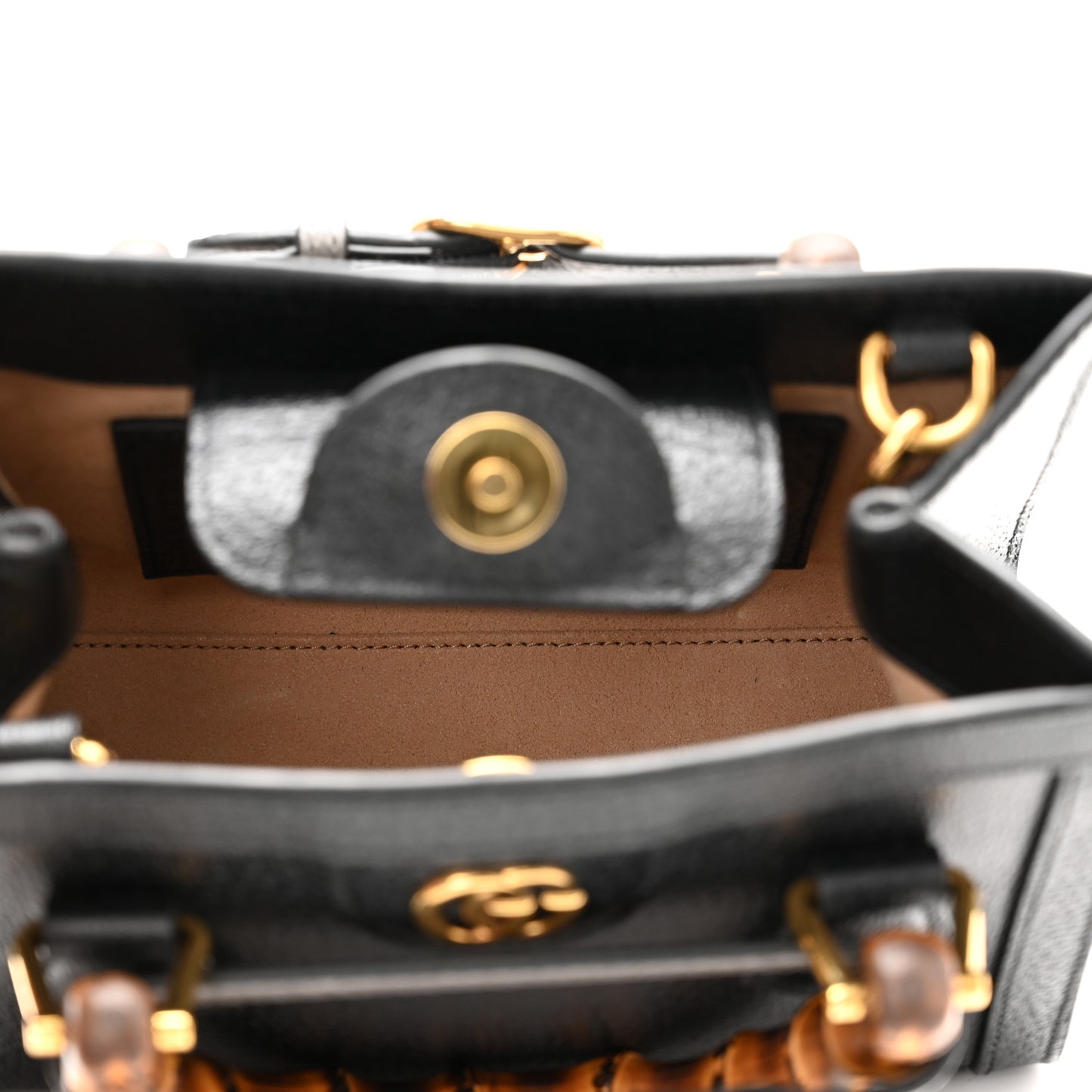 Textured Dollar Calfskin Web Mini Diana Tote Bag Black