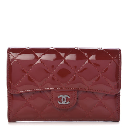 Chanel Patent Calfskin Quilted Small Flap Wallet Dark Red 1 of 9