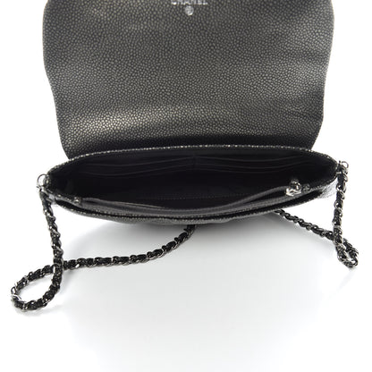 Chanel Metallic Caviar Half Moon Wallet On Chain WOC Dark Silver 7 of 11