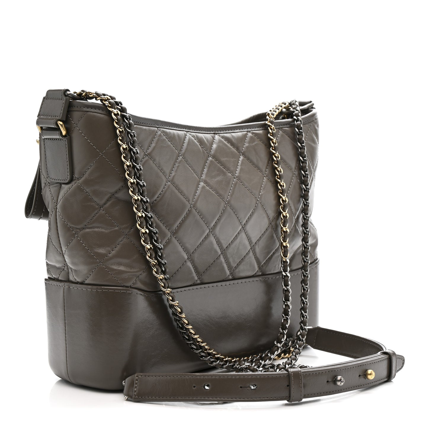 Aged Calfskin Quilted Medium Gabrielle Hobo Grey