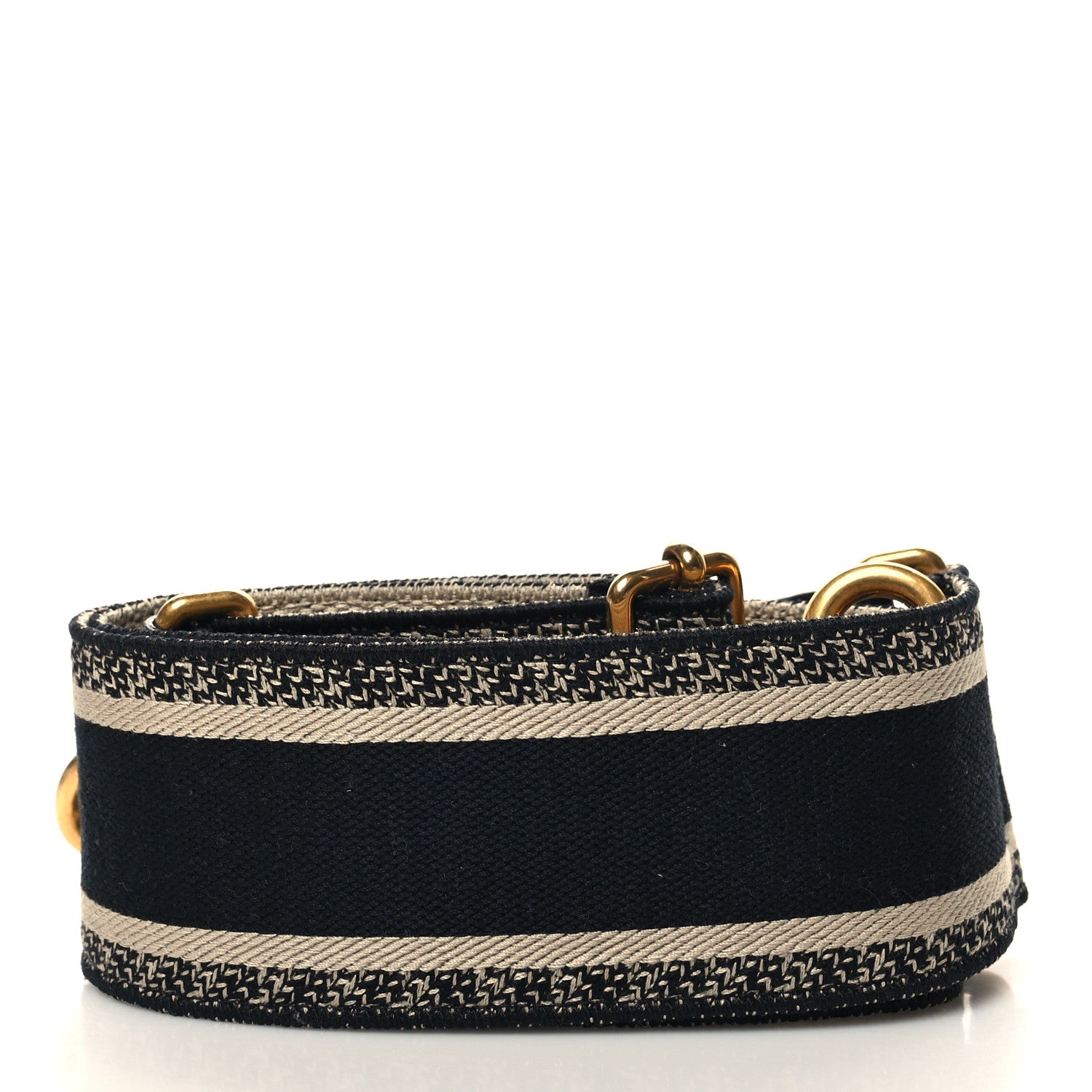 Christian Dior Canvas Embroidered Shoulder Strap Black 2 of 4