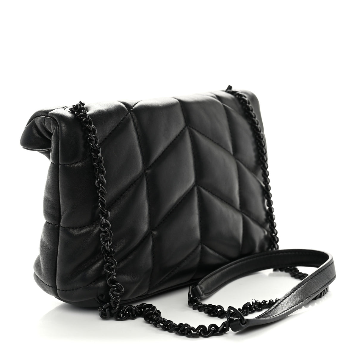Lambskin Quilted Toy Loulou Puffer Monogram Monochrome Chain Satchel Black