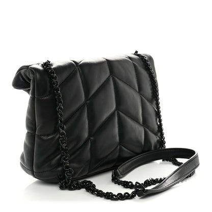 Saint Laurent Lambskin Quilted Toy Loulou Puffer Monogram Monochrome Chain Satchel Black 2 of 9