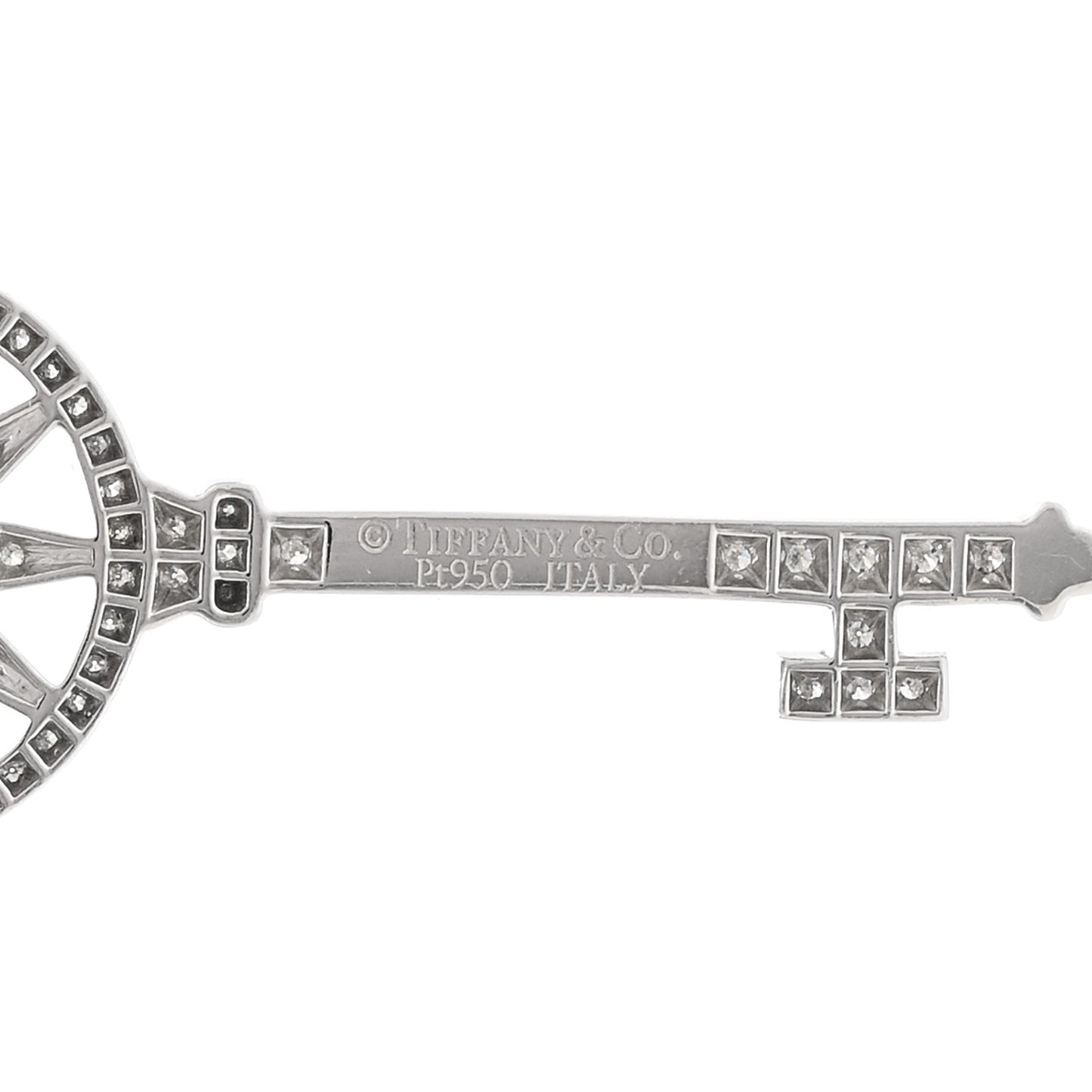 Platinum 18K White Gold Diamond Star Key Pendant Necklace