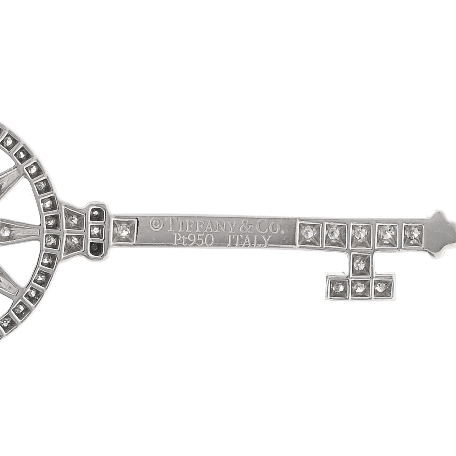 Tiffany Platinum 18K White Gold Diamond Star Key Pendant Necklace 5 of 5