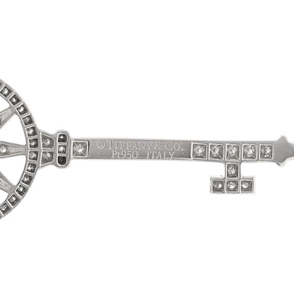 Tiffany Platinum 18K White Gold Diamond Star Key Pendant Necklace 5 of 5