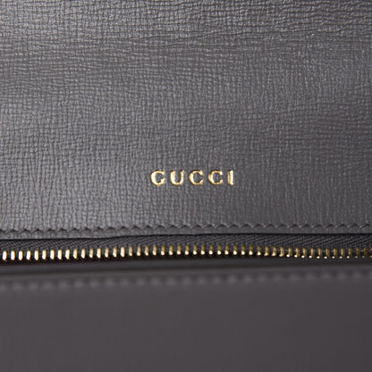 Gucci Textured Calfskin Silk Scarf Medium Torchon GG Ring Shoulder Bag Grey 8 of 12