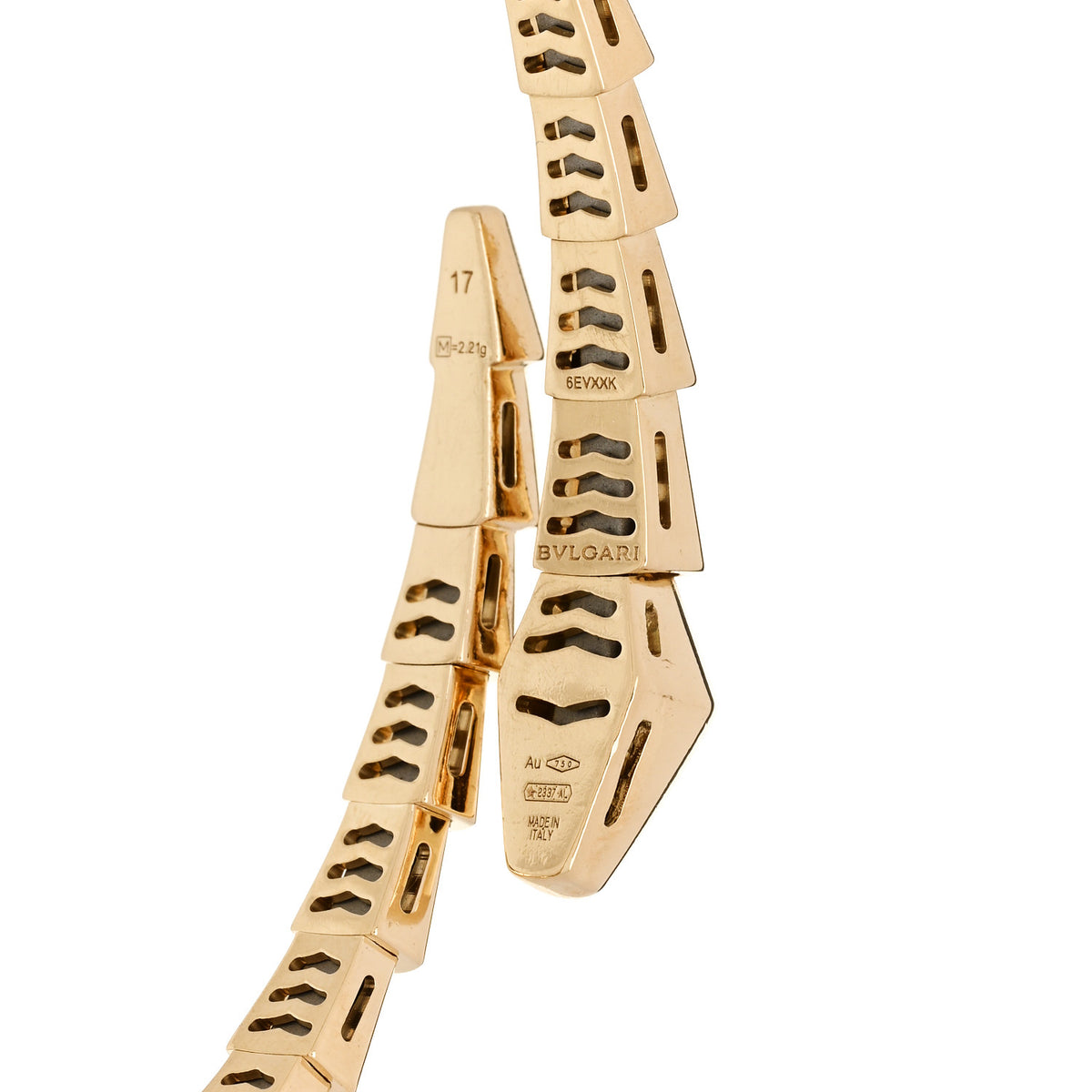 18K Yellow Gold Diamond Serpenti Viper Bracelet 17