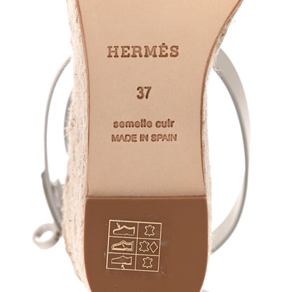 Hermes Calfskin Tipoli Espadrille Wedges 37 White 11 of 13