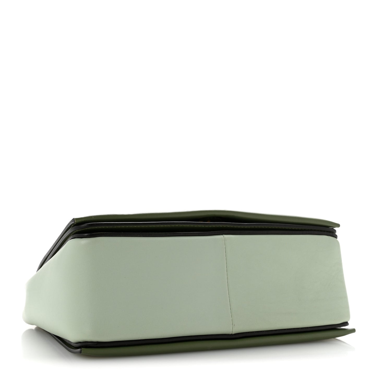 Shiny Smooth Calfskin Medium Frame Shoulder Bag Olive Pastel Green