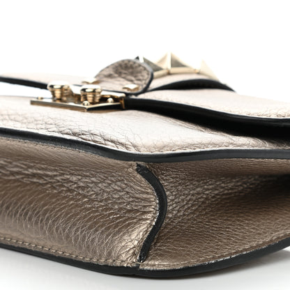 Valentino Garavani Metallic Vitello Small Glam Lock Rockstud Flap Platino 9 of 9