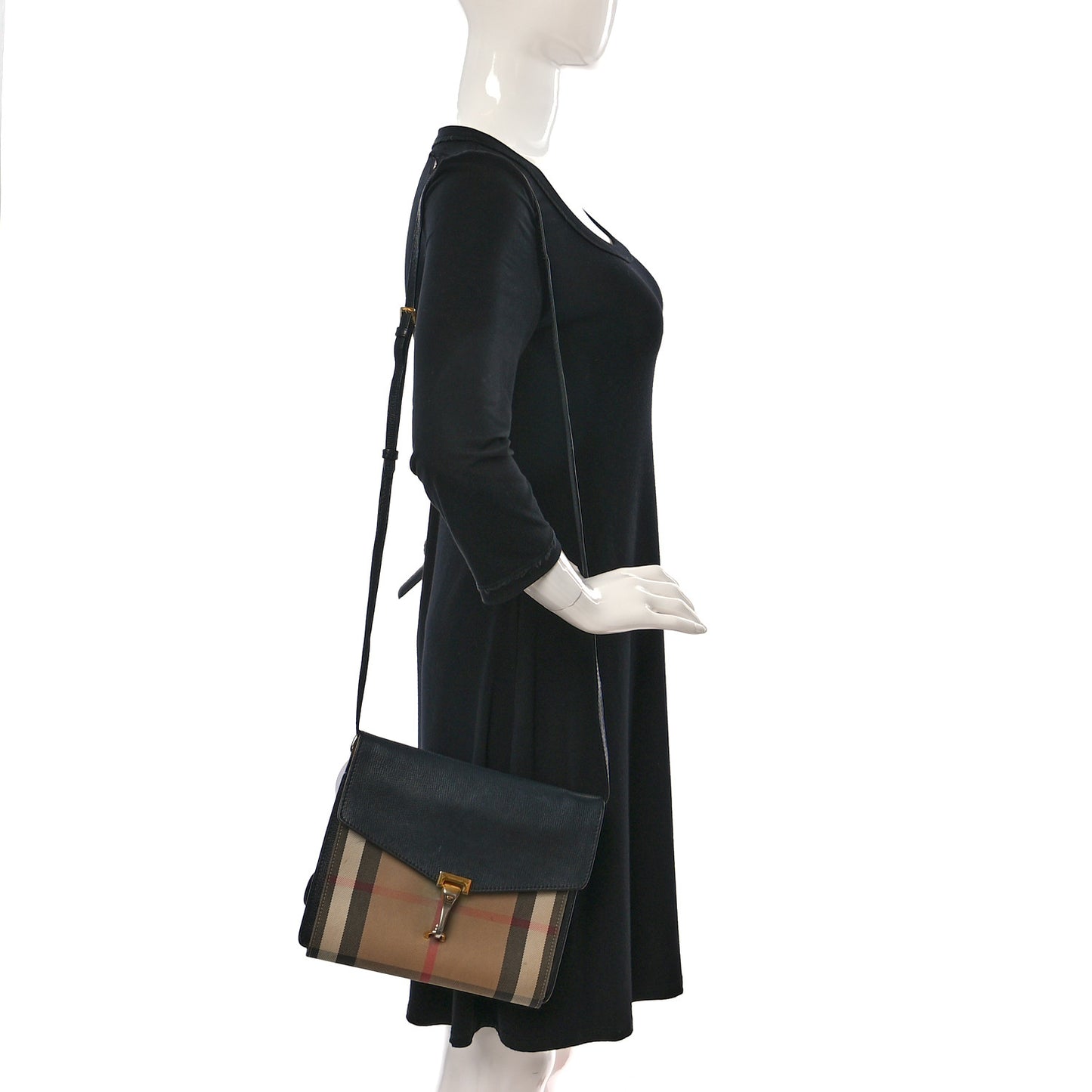 Derby Calfskin House Check Small Macken Crossbody Bag Black