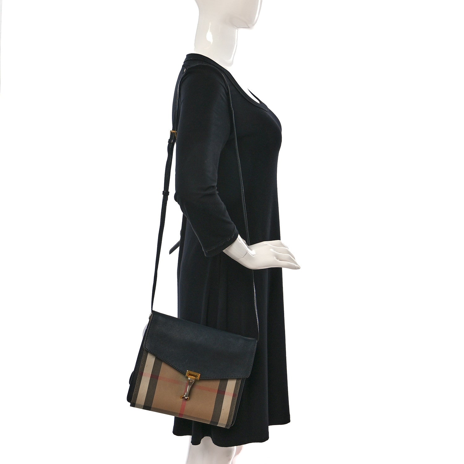 Burberry Derby Calfskin House Check Small Macken Crossbody Bag Black 2 of 8