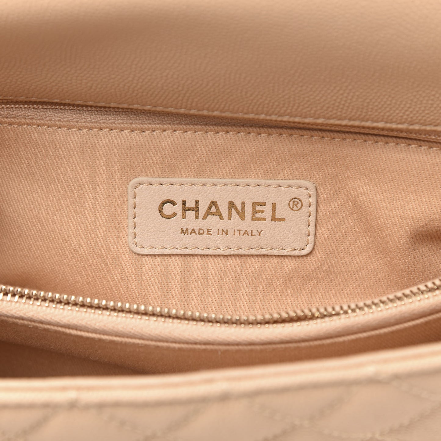 Caviar Quilted Small Coco Handle Flap Light Beige